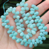 44pcs 6x9mm Natural Amazonite Faceted Drop Loose Beads DIY Jewelry Making
