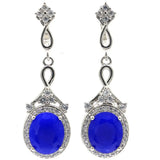 Gorgeous Real Sapphire Red Ruby Green Emerald CZ Ladies Silver Earrings