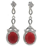 Gorgeous Real Sapphire Red Ruby Green Emerald CZ Ladies Silver Earrings
