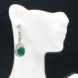 Gorgeous Real Sapphire Red Ruby Green Emerald CZ Ladies Silver Earrings