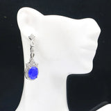 Gorgeous Real Sapphire Red Ruby Green Emerald CZ Ladies Silver Earrings