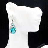 Orange Spessartine Garnet Aquamarine CZ Engagement Silver Earrings