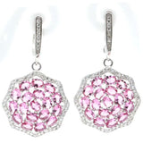Big Green Emerald Created Aquamarine CZ 925 Silver Earrings
