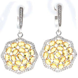 Big Green Emerald Created Aquamarine CZ 925 Silver Earrings