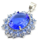 Big Green Tsavorite Garnet Violet Tanzanite Silver Pendant