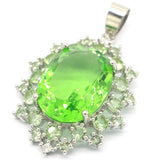 Big Green Tsavorite Garnet Violet Tanzanite Silver Pendant