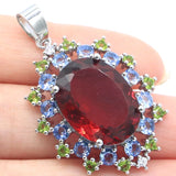 Green Tsavorite Garnet Violet Tanzanite Silver Pendant