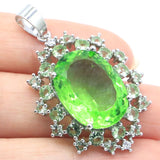 Big Green Tsavorite Garnet Violet Tanzanite Silver Pendant