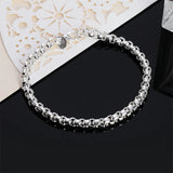 925 Sterling Silver Round Box Chain Necklace Set 4mm