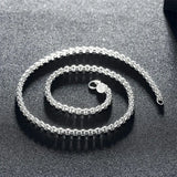 925 Sterling Silver Round Box Chain Necklace Set 4mm