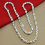 925 Sterling Silver Round Box Chain Necklace Set 4mm