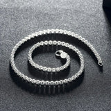 925 Silver 4MM Round Chain Bracelet Necklace Set for Women Men