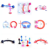 Acrylic Ear Eyebrow Nose Lip Tongue Barbell Piercing Set