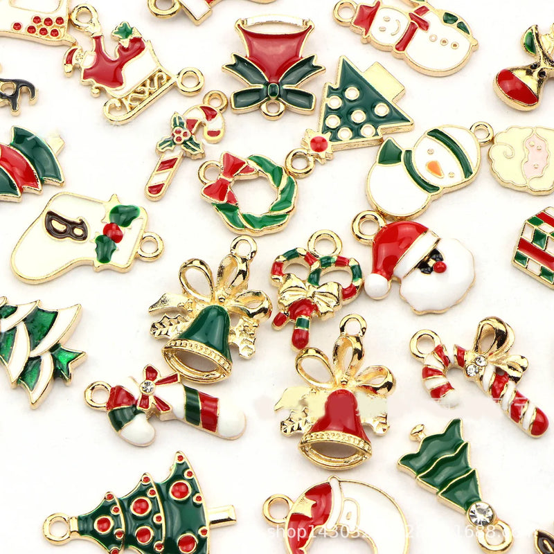 45 Mixed Metal Enamel Charms Christmas Pendants Ornaments Beads Xmas Tree Decor