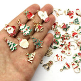 45 Mixed Metal Enamel Charms Christmas Pendants Ornaments Beads Xmas Tree Decor