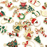 45 Mixed Metal Enamel Charms Christmas Pendants Ornaments Beads Xmas Tree Decor