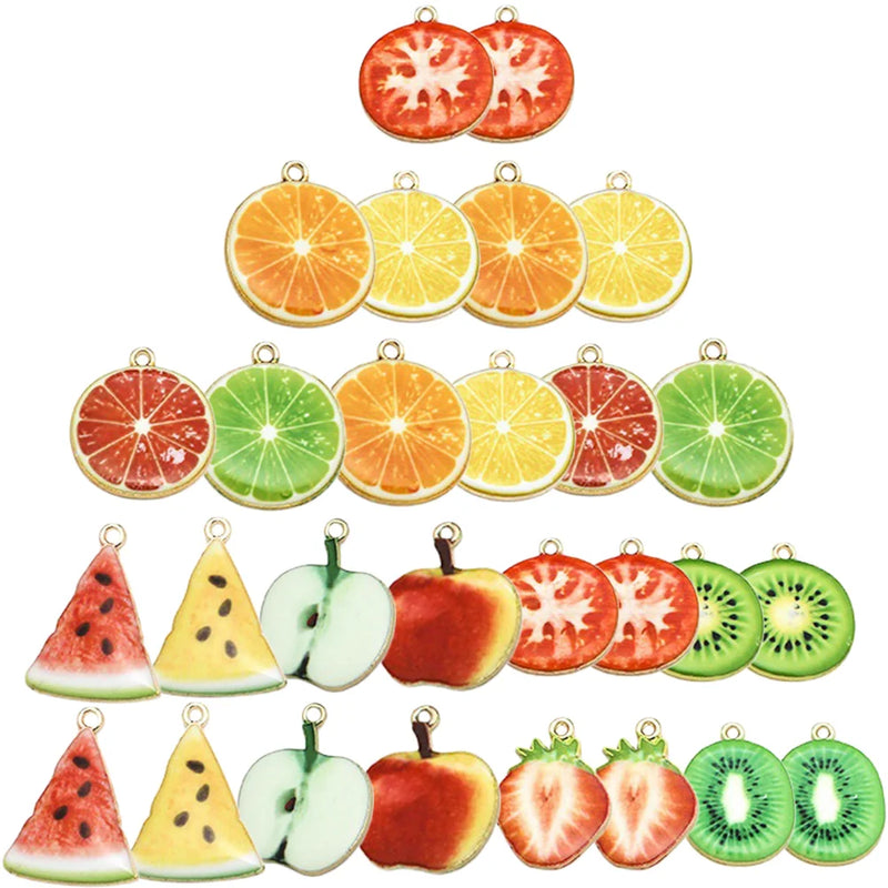 45 Pcs Key Supply Charm Stoppers Bracelets Alloy Charms Bags Fruit Pendant