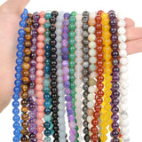 45 Natural Stone Beads Agate Crystal Chalcedony Frosted Round Loose Beads