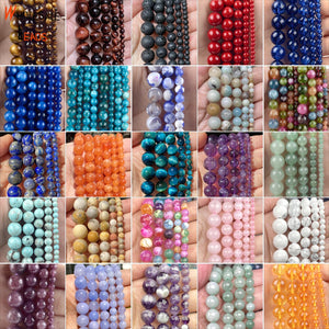 Natural Stone Beads Tiger Eye Amethysts Lapis Lazuli Aquamarines Round Beads