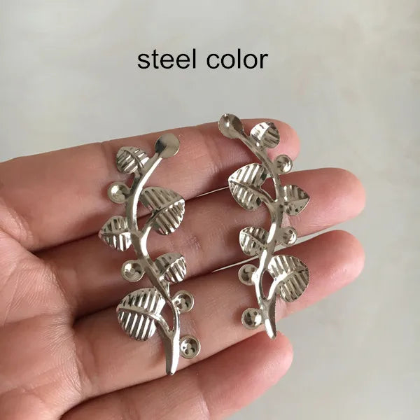 45 pcs Leaf Branches Metal Stamping Crafts DIY Arts Findings Gold Silver Bronze