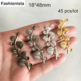 45 pcs Leaf Branches Metal Stamping Crafts DIY Arts Findings Gold Silver Bronze