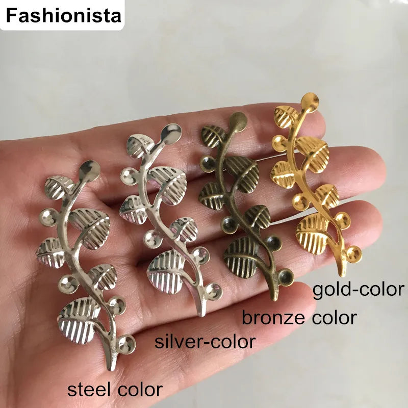 45 pcs Leaf Branches Metal Stamping Crafts DIY Arts Findings Gold Silver Bronze