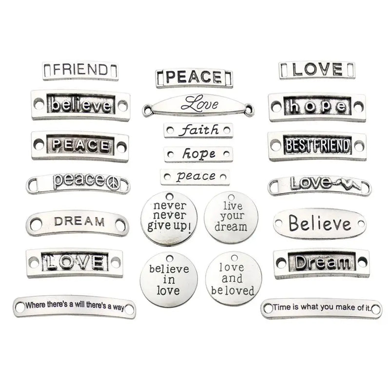 45 pcs Mixed Inspiration Words Charms for DIY Jewelry Making Necklace Bracelet