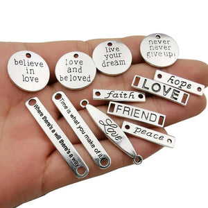 45 pcs Mixed Inspiration Words Charms for DIY Jewelry Making Necklace Bracelet