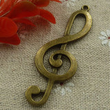 45 Bronze Plated Note Charms Pendant 60x21mm #1233