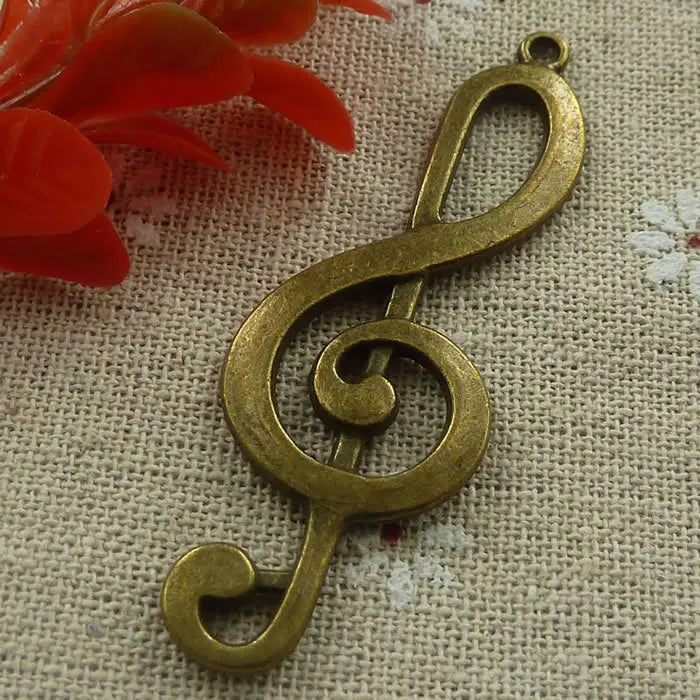 45 Bronze Plated Note Charms Pendant 60x21mm #1233