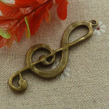 45 Bronze Plated Note Charms Pendant 60x21mm #1233