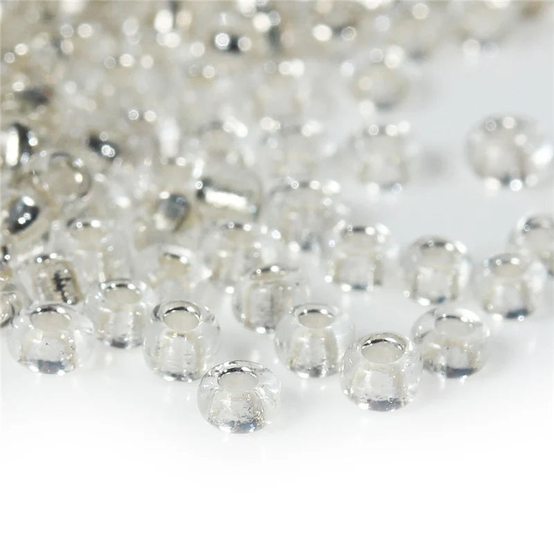 450g Foil Glass Seed Beads Clear Red for DIY Jewelry Making 4x3.5mm Hole 1mm
