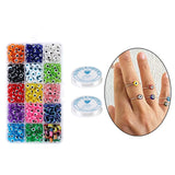 450 Evil Eye Beads Flat Round Beads with Elastic String
