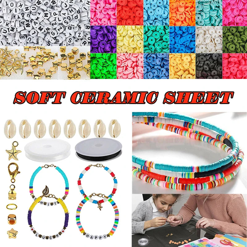 4500pcs 6mm Clay Heishi Flat Beads Assortment Set for Jewelry Making