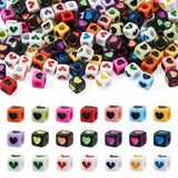 450Pcs Mix Colors Acrylic Heart Cube Beads Spacer Square Charm DIY Jewelry
