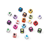 450Pcs Mix Colors Acrylic Heart Cube Beads Spacer Square Charm DIY Jewelry