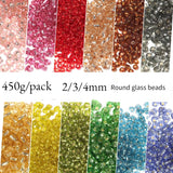 450g Round Glass Beads Cross Stitch DIY Jewelry Loose Beads