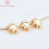 6PCS 4x7.5MM Hole1.5MM 24K Brass Sun Spacer Beads