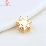 6PCS 4x7.5MM Hole1.5MM 24K Brass Sun Spacer Beads