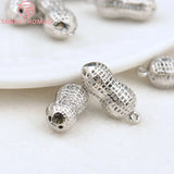 6PCS 7x4MM 24K Brass Peanut Charms Pendants DIY Jewelry Making Findings