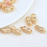 6PCS 7x4MM 24K Brass Peanut Charms Pendants DIY Jewelry Making Findings
