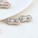 6PCS 7x4MM 24K Brass Peanut Charms Pendants DIY Jewelry Making Findings