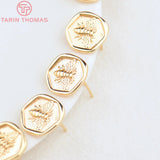 6PCS 13x13.5MM Brass Bee Stud Earrings DIY Jewelry Findings