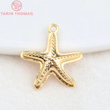 6PCS 13x14MM 24K Brass Starfish Charms Pendants High Diy Jewelry Findings