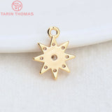 6PCS 11x9MM Brass Zircon Sun Flower Pendants