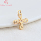 6PCS 10x12MM Cross Charms Pendants 24K Brass Zircon DIY Jewelry Findings