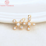 6PCS 10x12MM Cross Charms Pendants 24K Brass Zircon DIY Jewelry Findings