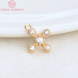 6PCS 10x12MM Cross Charms Pendants 24K Brass Zircon DIY Jewelry Findings