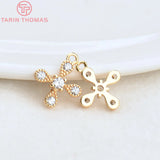 6PCS 10x12MM Cross Charms Pendants 24K Brass Zircon DIY Jewelry Findings