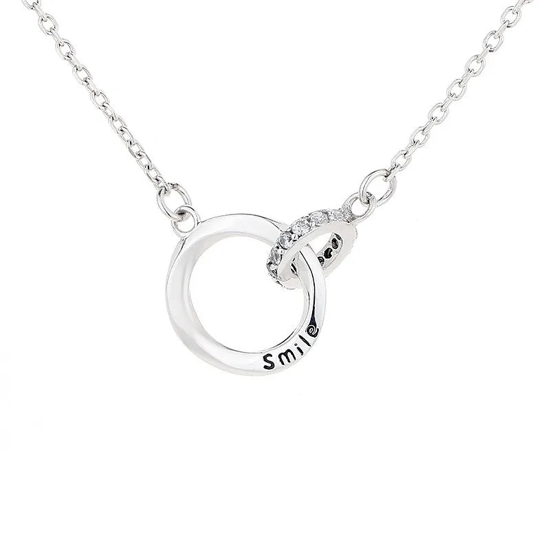 ZFSILVER S925 Sterling Silver Diamond-set Circle Letter Necklace